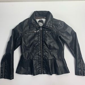 Sugarfly peplum faux leather jacket